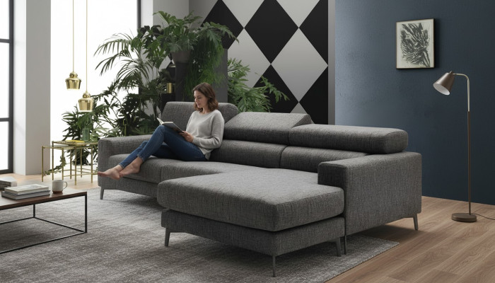 Design Podkładka Salon Nowoczesny Luksus Narożnik Włókienniczy Drewno Sofa L-Shape alfitalia