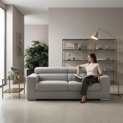 Sofa 3 miejsce do siedzenia Sofa Modern Luxury Podkładka Siedziba Sofa Włókienniczy Grey Material alfitalia