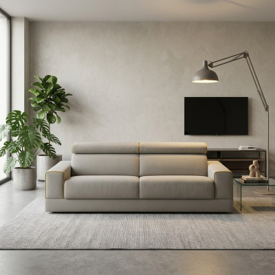 Design Szara Sofa 3 miejsce siedzące Pokój dzienny Materiał Kanapa Sofa Podkładka Sofy alfitalia