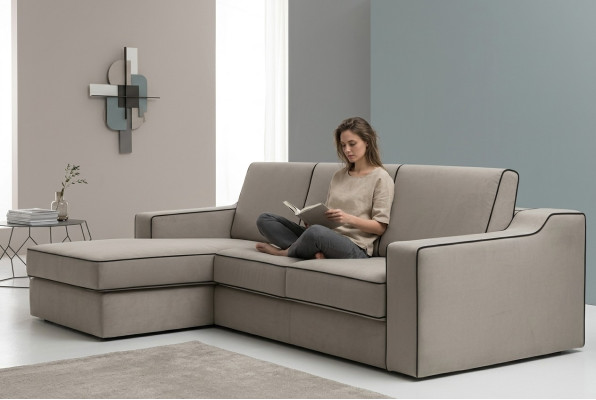 Design Włókienniczy Modern Couch Luxury Narożnikowa kanapa Meble w kształcie litery L Podkładka Beige alfitalia