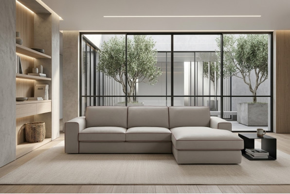 Materiałowa kanapa w kształcie litery L Żywy krajobraz Narożnikowa kanapa Sofa Modern Design Focus alfitalia