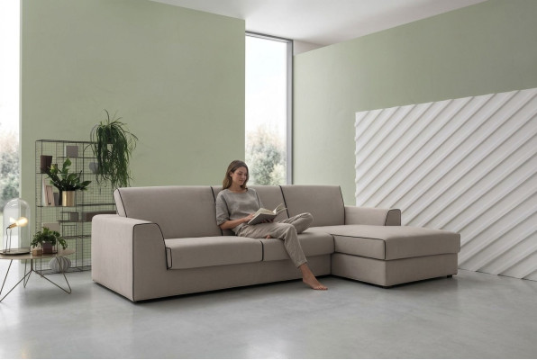Szara Kanapa Żywy krajobraz Materiał Narożnik Sofa Design Włókienniczy Sofa L-Shape alfitalia Nowość