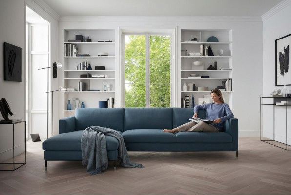 Skórzana sofa Żywy krajobraz Narożnikowa kanapa XXL Podkładka Narożnik Siedziba Kanapa Salon w kształcie litery L