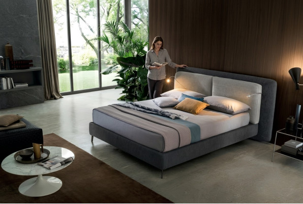 Double Hotel bed Sypialnia Włókienniczy Łóżko Podkładka Design Luxury Drewno Włochy