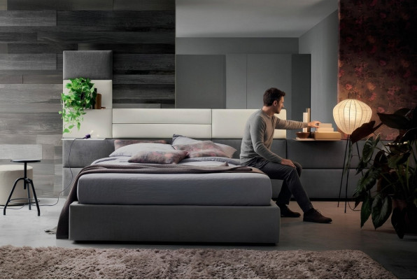 Dwuosobowe łóżko Hotelowe Małżeństwo 180x200cm Sleep Pokój Drewno Luksusowe Design Łóżko Podkładka