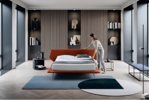 Podwójne łóżko Design Podkładka Sypialnia 200x200cm Nowoczesne Drewno Łóżko Włochy