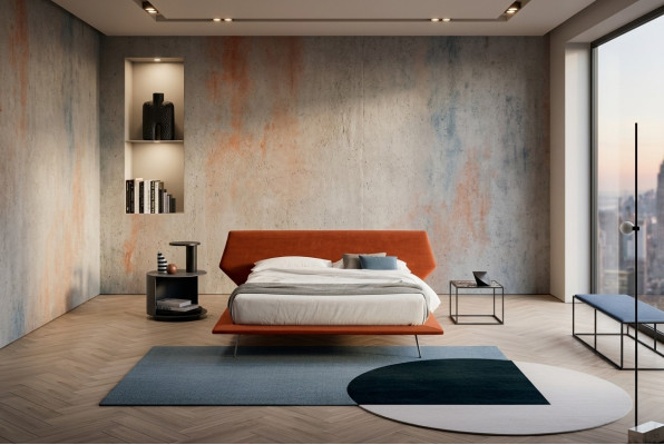 Podwójne łóżko Design Podkładka Sypialnia 200x200cm Nowoczesne Drewno Łóżko Włochy