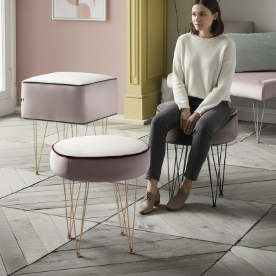Taboret Stołek Ottoman Relaks Pufa Podnóżek Okrągły Stołek Taboret Tapicerowany Nowy