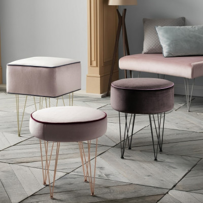 Taboret Stołek Ottoman Relaks Pufa Podnóżek Okrągły Stołek Taboret Tapicerowany Nowy