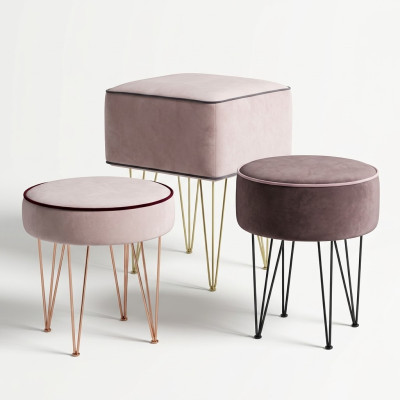 Taboret Stołek Ottoman Relaks Pufa Podnóżek Okrągły Stołek Taboret Tapicerowany Nowy