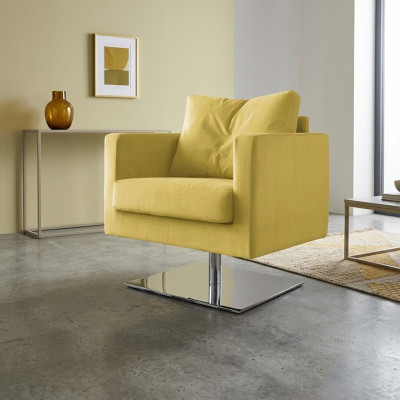 Fotel Krzesło Podkładka Telewizyjna TextileYellow Luxury Material Design Lounge Club Relaks Nowość