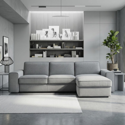 Nowoczesna Luksusowa Narożnik Włókienniczy Drewno Sofa L-Shape alfitalia Design Podkładka Salon