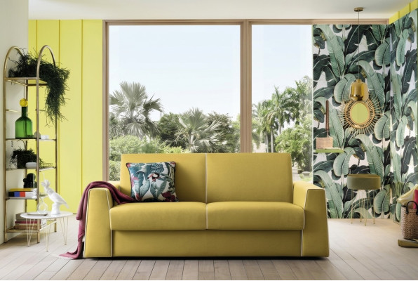 Design Pokój Dzienny Żółta Sofa 3 miejsce do siedzenia Alfitalia Materiał Couch Sofa Podkładka Sofy