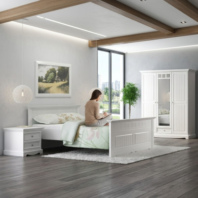 Rolnicy Łóżko Prawdziwe drewniane łóżko 180x200c łóżko drewniane Sypialnia Meble Biały dworek