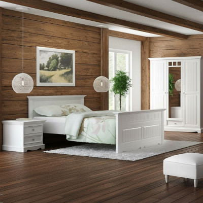 Designerska Sypialnia Łóżko 2x Szafki nocne Szafa Zestaw Nowość 180x200cm 4-częściowy