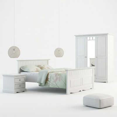 Designerska Sypialnia Łóżko 2x Szafki nocne Szafa Zestaw Nowość 180x200cm 4-częściowy