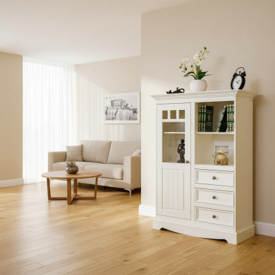 Country House Kredens Szafa Półki Prawdziwe drewno Szafka wysoka Półka Książki Bar Szafki
