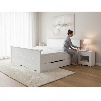 Lit Rembourrage Design Drewniane łóżka Double Lits Blanc 180x200 Sommeil Chambre