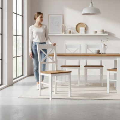Dworek Fotel Krzesło 1x jadalnia Prawdziwe drewno Lounge Siedziba krzesło tapicerowane Drewno Nowe