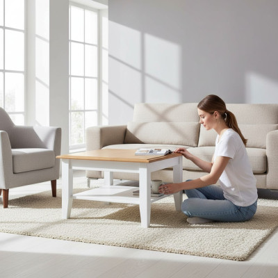 Szlachetny dworek klasyczny stolik kawowy Stolik sofa salon Tabela Drewno