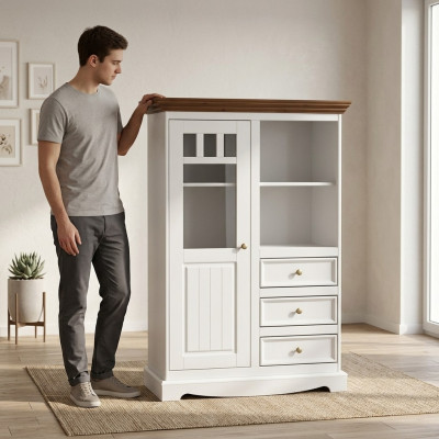 Komoda drewniana szafka mieszkalna Pokój Drewno Design Classic Kredens Komody