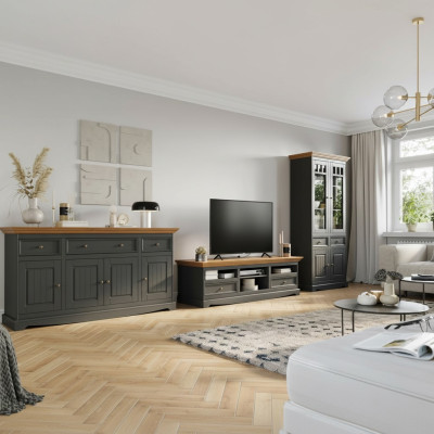 Jednostka ścienna Drewno Kredens + Kredens RTV Meble Włoskie Country House 3-częściowe. Ustaw nowy
