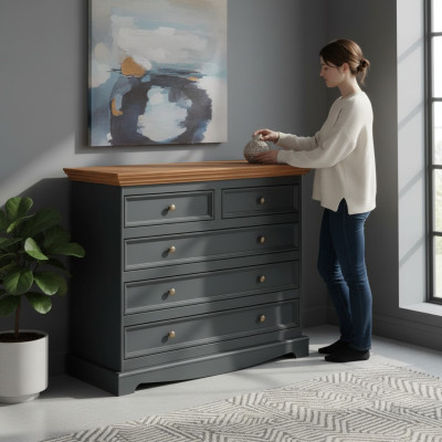 Salon Półka Drewno Luksusowy Nowoczesny Czarny xxl Kredens Side Low Board Szafa