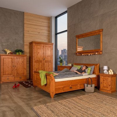 Zestaw Sypialnia Kompletny projekt Łóżko Classic Meble 5-częściowy Stolik nocny Country House