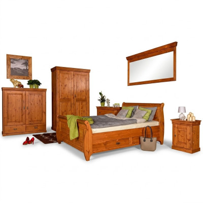 Zestaw Sypialnia Kompletny projekt Łóżko Classic Meble 5-częściowy Stolik nocny Country House