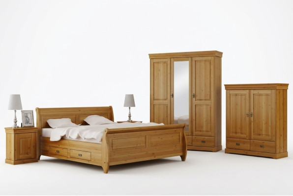 Design Sypialnia Obcios Kompletny zestaw Łóżko Szafa Stolik nocny 5-częściowy