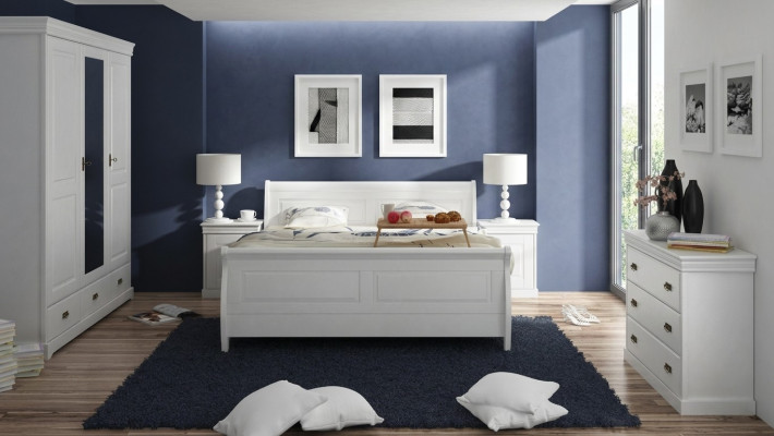 Meble Sypialnia Zestaw Design Łóżko 2x Stolik nocny Kredens Szafa Nowość 5szt