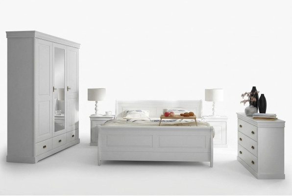 Meble Sypialnia Zestaw Design Łóżko 2x Stolik nocny Kredens Szafa Nowość 5szt