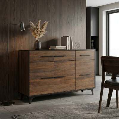 Komoda Kredens Designer Komody Szafa Design Drewno Półka Brązowa