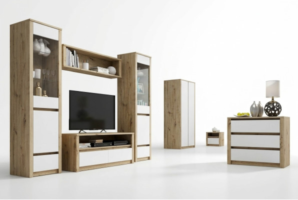 Designerski zestaw do salonu Galota 2x Kredens Jednostka ścienna półka ścienna Półka Szafki 4-częściowy.