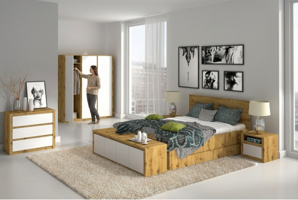 Design Sypialnia Luksusowe Łóżko Stolik nocny Kredens 6-częściowy Zestaw Hotelowy Sypialnia