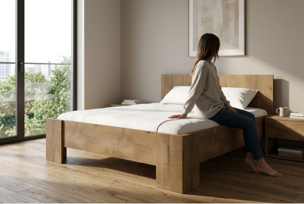 Sleep Pokój Drewno Luxury Design Łóżko Podkładka Double Hotel łóżko małżeńskie 180x200cm