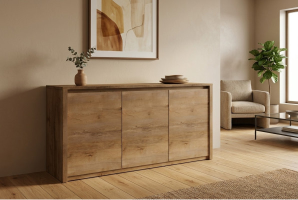Nowoczesny kredens Drewno Kredens Szafka salonowa Komody 130cm XL, niskie deski
