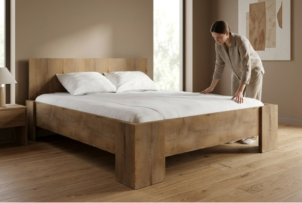 Luksusowa Podkładka Materiałowa Designer Łóżko Sypialnia łóżka Włókiennicze Drewno Hotel