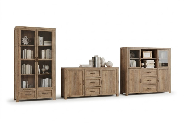 Designerski zestaw mebli do salonu Regał Kredens Galota 3-częściowy. Nowy