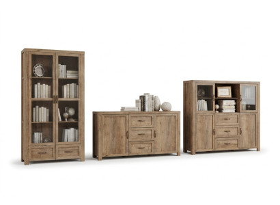 Designerski zestaw mebli do salonu Regał Kredens Galota 3-częściowy. Nowy
