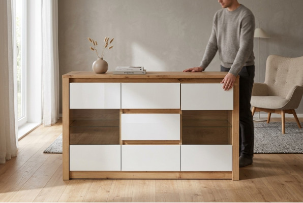 Salon Półka Drewno Luksusowe Meble Designerskie Kredens Deska Szafa Nowość