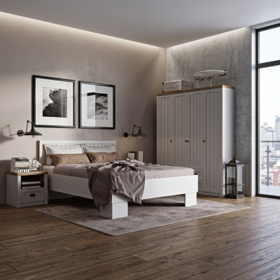 Łóżko Stolik nocny Szafa 4-częściowy zestaw Sypialnia Design Artdeco Country House
