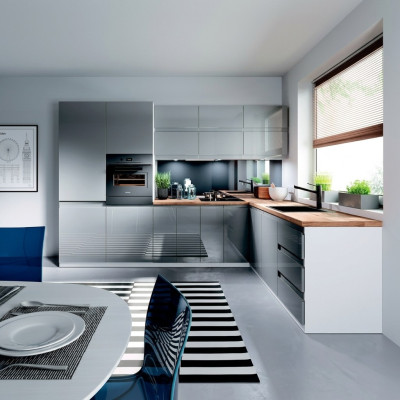 Nowoczesna Kuchnia L Line Kuchnie Szafa Design Meble Custom Made Kitchen Line Szara