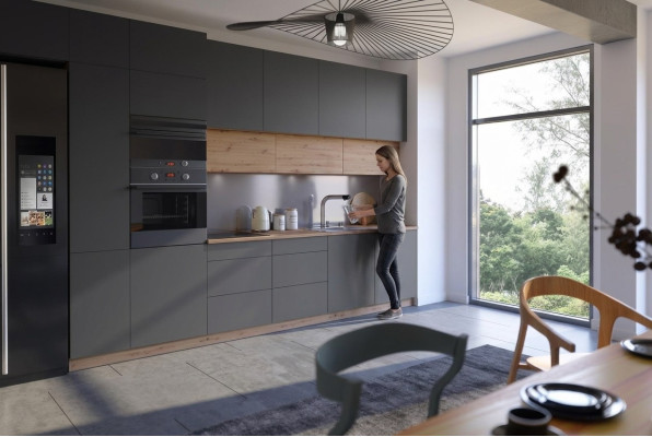 Nowoczesna Kuchnia Line Kuchnie Szafa Design Meble Custom Made Kitchen Line Szara