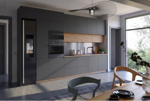 Nowoczesna Kuchnia Line Kuchnie Szafa Design Meble Custom Made Kitchen Line Szara