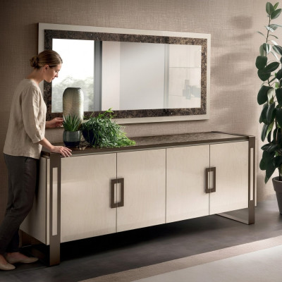 Elegancki design konsola Drewno Lustro Kredens Szafa 2-częściowa. Stół konsolowy