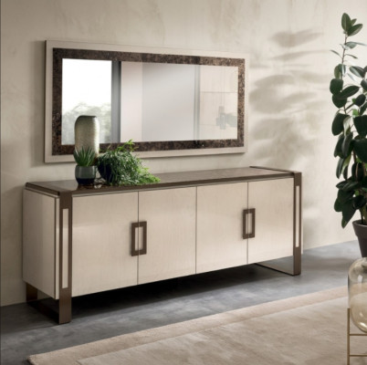Elegancki design konsola Drewno Lustro Kredens Szafa 2-częściowa. Stół konsolowy