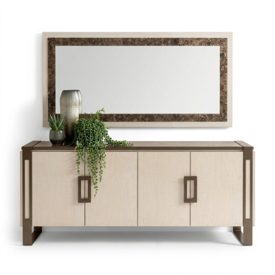 Elegancki design konsola Drewno Lustro Kredens Szafa 2-częściowa. Stół konsolowy
