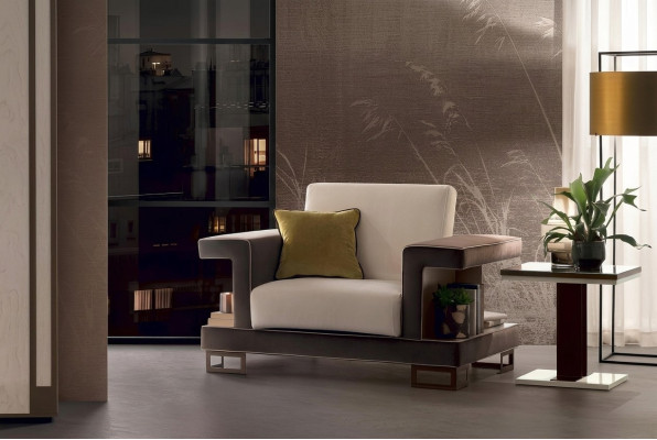 Fotel Design Krzesło Podkładka Club Relaks Nowy Materiał Włókienniczy Lounge TV 1 miejsce siedzące