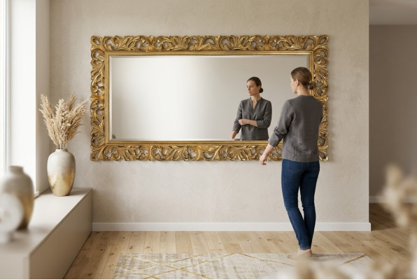 Włoski Klasyczny Designerski Lustro Meble lśniące Drewno ścienne - Model 1576